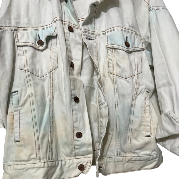 FREE PEOPLE Tie Dye Denim Jean Jacket Coat - Picture 9 of 12